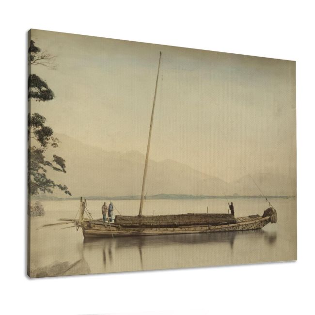 Canvas print Fishermen on a boat, Japan