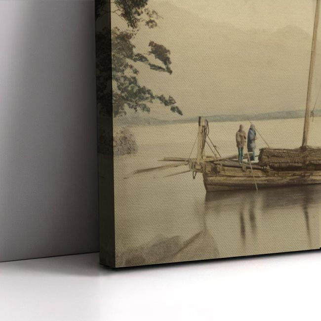 Canvas print Fishermen on a boat, Japan