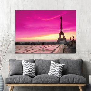 Canvas print Eiffel pink sunset