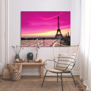 Πίνακας σε καμβά Παρίσι, Eiffel pink sunset 2
