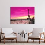 Canvas print Eiffel pink sunset