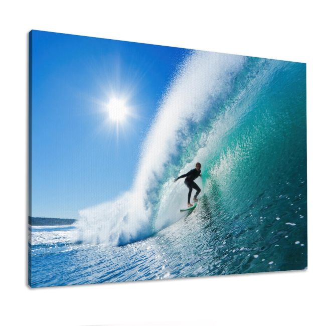 Canvas print Surfing the waves