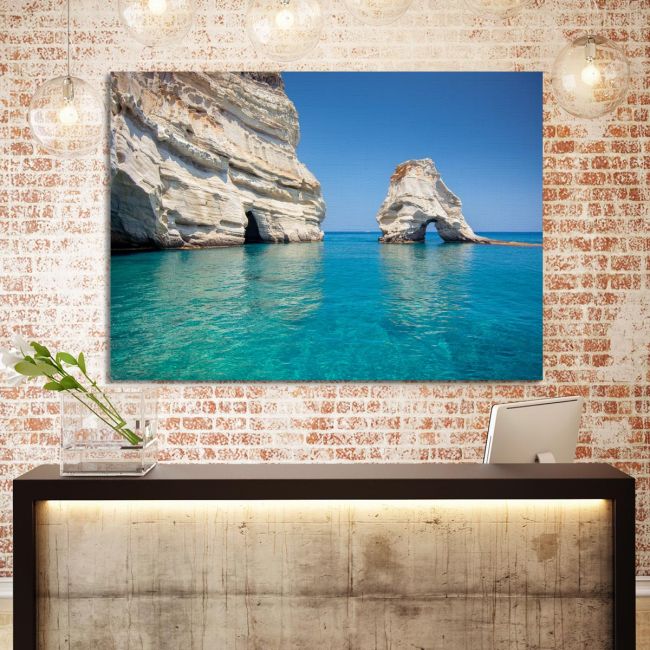 Canvas printRock formations and sea caves in Milos