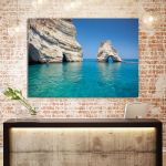 Canvas printRock formations and sea caves in Milos