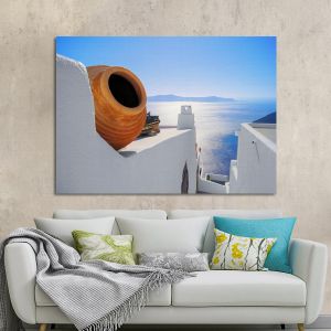Canvas print View out to sea - Santorini, Oia