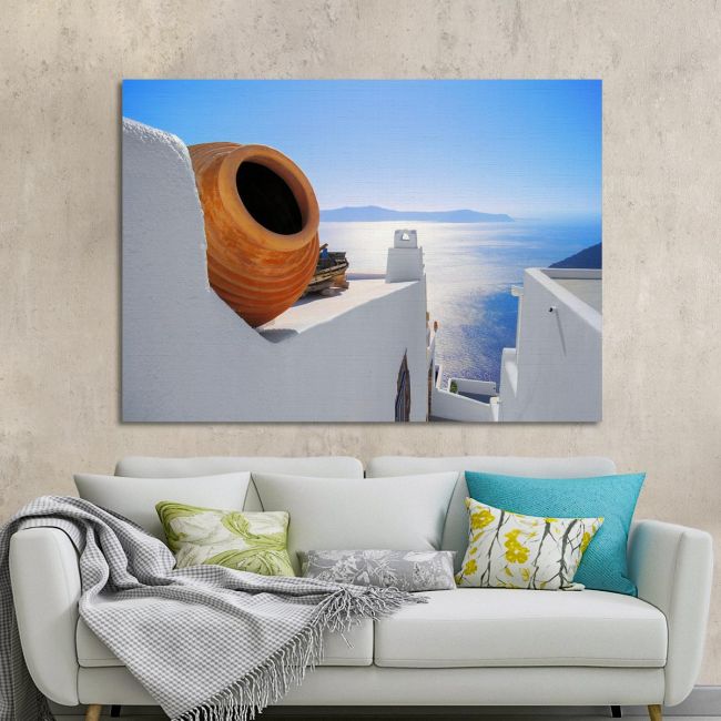 Canvas print View out to sea - Santorini, Oia