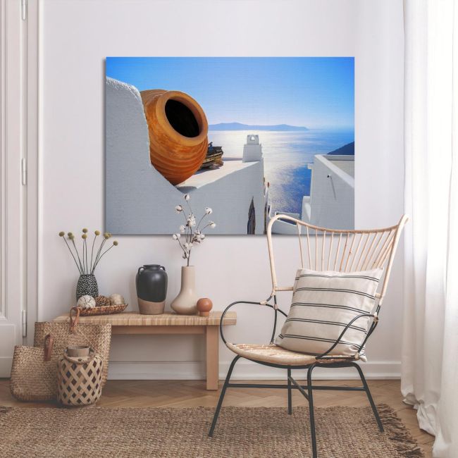 Canvas print View out to sea - Santorini, Oia