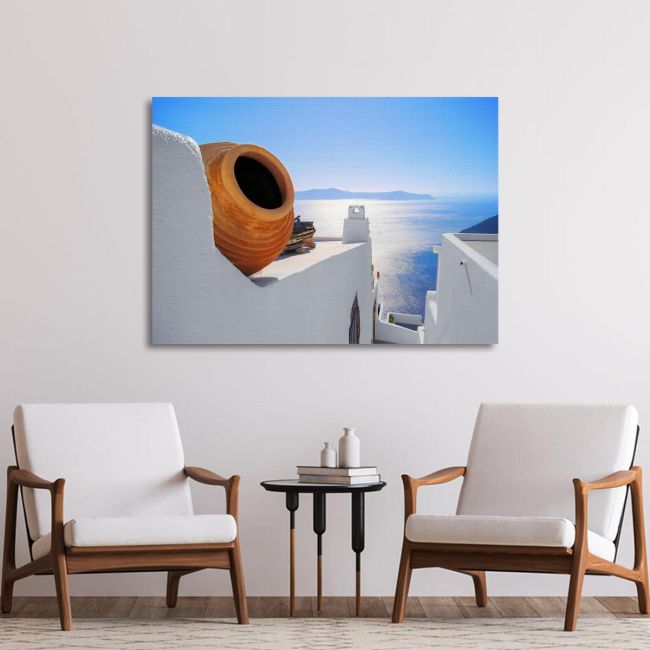Πίνακας σε καμβά View out to sea - Santorini, Oia
