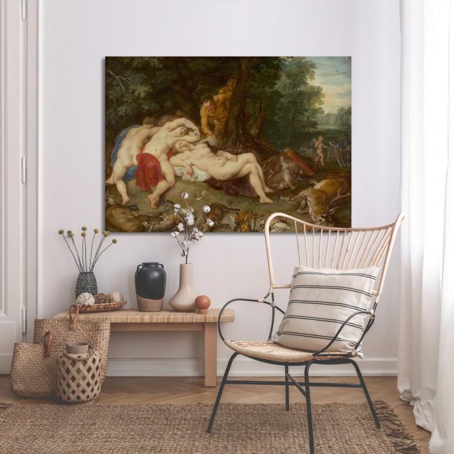 Canvas print Diana and her Nymphs surprised by Satyrs, Rubens Peter Paul