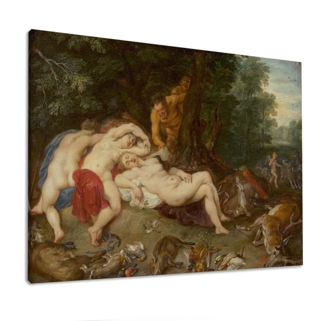 Canvas print Diana and her Nymphs surprised by Satyrs, Rubens Peter Paul