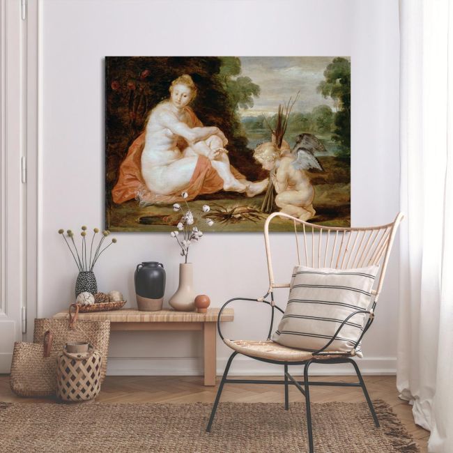 Canvas print Venus and Cupid warming themselves, Rubens Peter Paul
