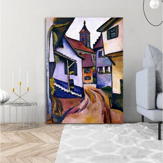 Canvas print Street with church in Kander, Macke August