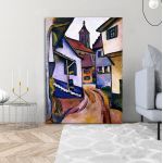 Canvas print Street with church in Kander, Macke August
