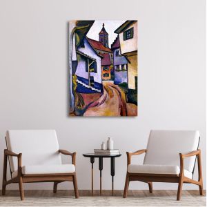 Canvas print Street with church in Kander, Macke August 2