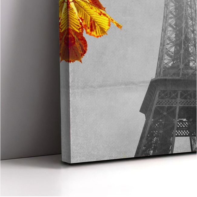 Canvas print Paris, Eiffel tower yellow leaves