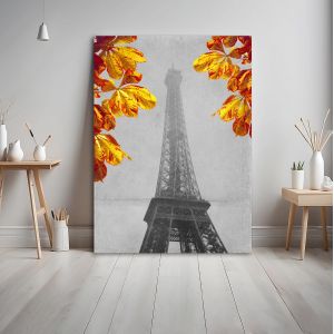 Πίνακας σε καμβά Παρίσι, Eiffel tower yellow leaves