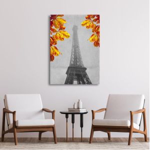 Πίνακας σε καμβά Παρίσι, Eiffel tower yellow leaves 2