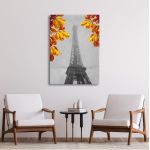 Canvas print Paris, Eiffel tower yellow leaves