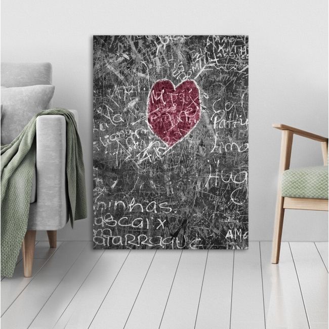 Πίνακας σε καμβά Heart chalkboard