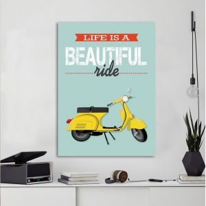 Canvas print Life is a beautiful ride (yellow)