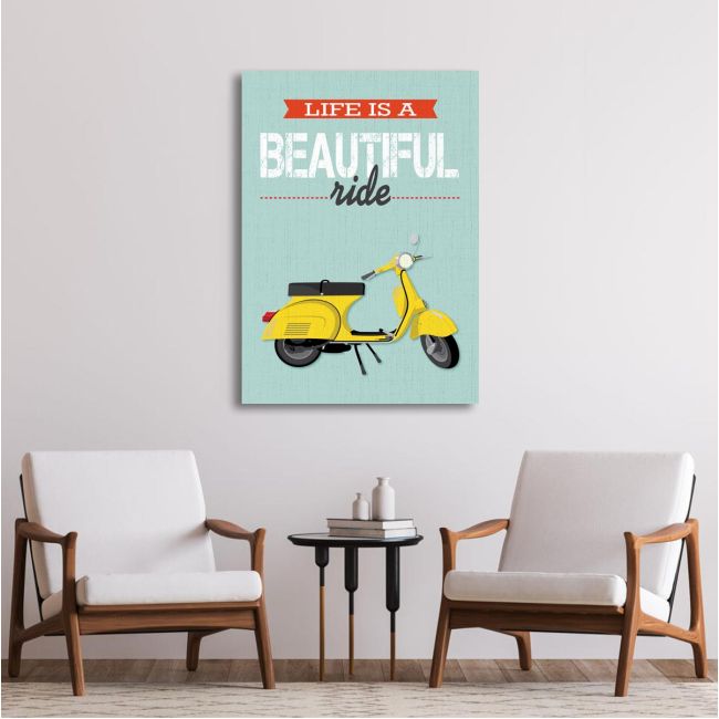 Canvas print Life is a beautiful ride (yellow)