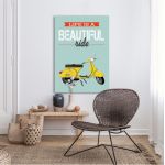 Πίνακας σε καμβά Life is a beautiful ride (yellow)