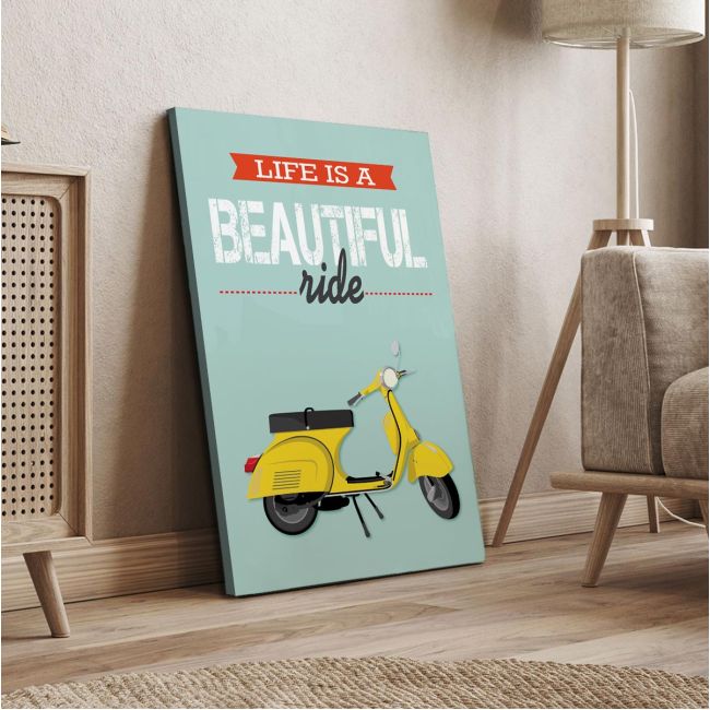Canvas print Life is a beautiful ride (yellow)