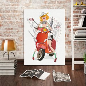 Canvas print Traveling on a scooter