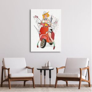 Πίνακας σε καμβά σκούτερ, Traveling on a scooter 2