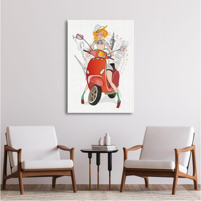 Πίνακας σε καμβά σκούτερ, Traveling on a scooter