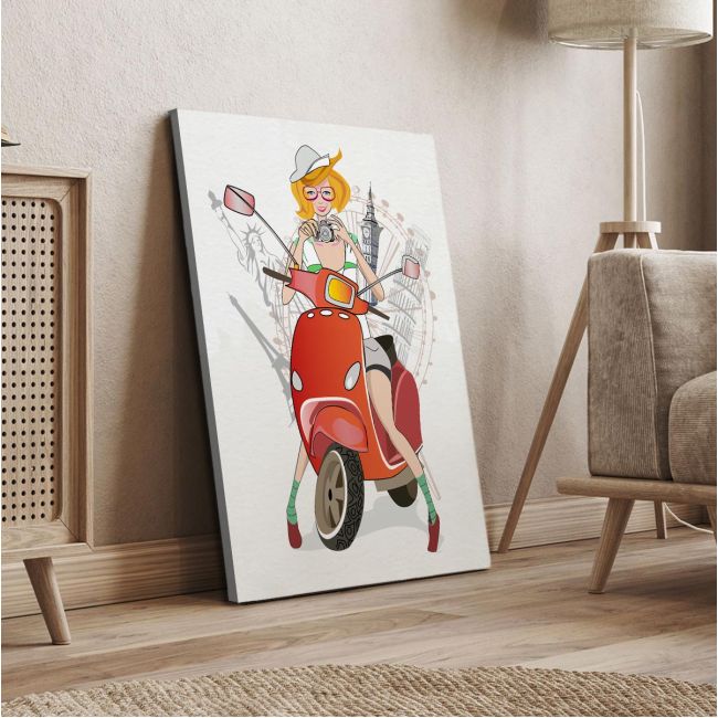 Πίνακας σε καμβά σκούτερ, Traveling on a scooter