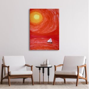 Πίνακας σε καμβά ήλιος, καράβι, Sailing to the sun 2