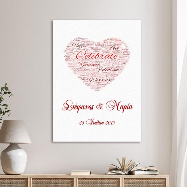Πίνακας σε καμβά Love heart word cloud
