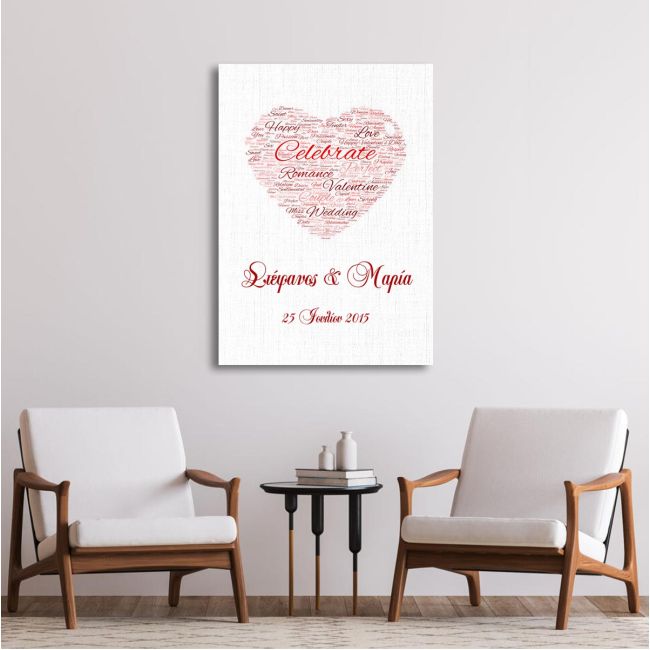 Canvas print Love heart word cloud