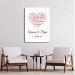 Canvas print Love heart word cloud