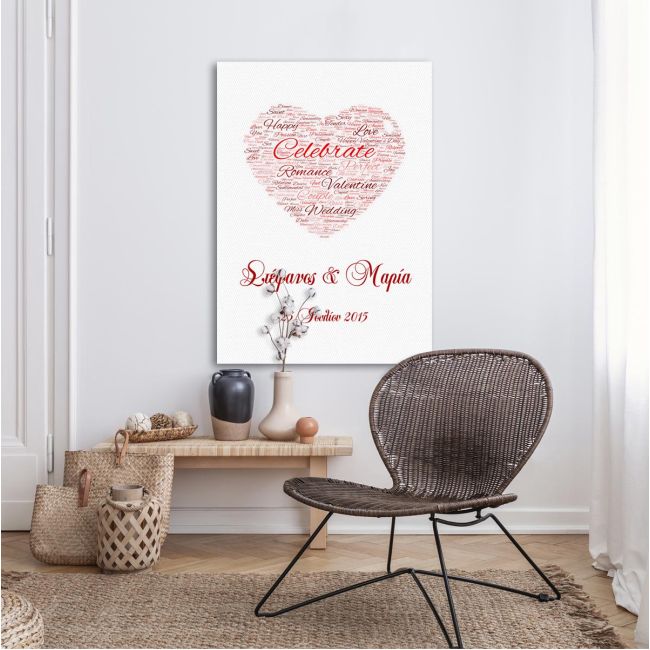 Canvas print Love heart word cloud