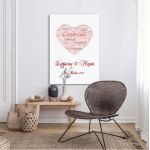 Canvas print Love heart word cloud