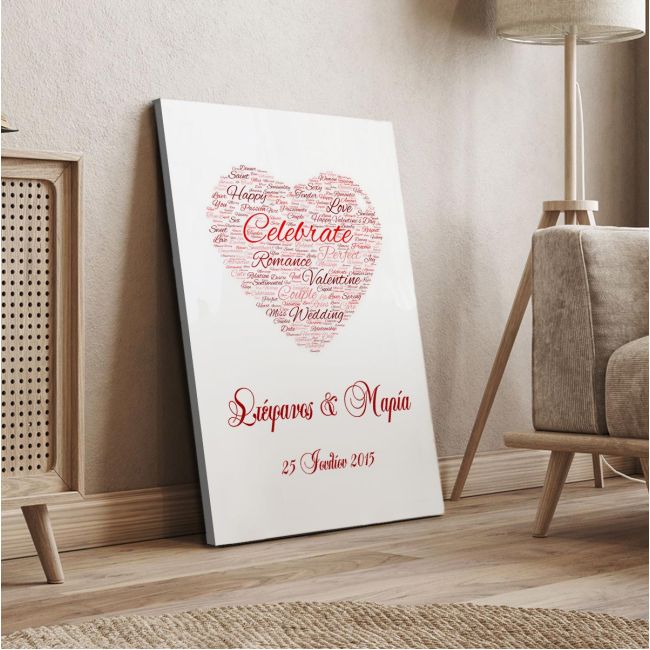 Canvas print Love heart word cloud