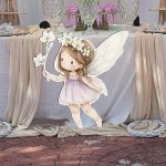 Romantic fairy Fairy with flower, wooden printed figure