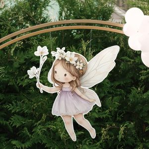 Romantic fairy Fairy with flower, wooden printed figure 2