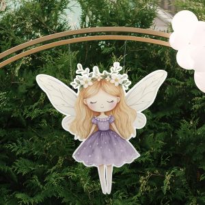 Fairy with a flower wreath, wooden printed figure