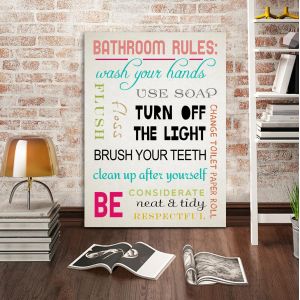 Πίνακας σε καμβά Bathroom rules