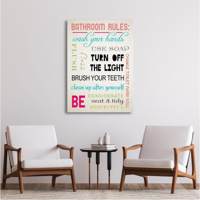 Canvas print Bathroom rules