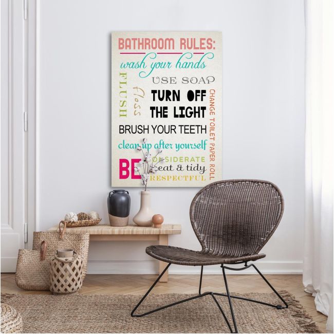 Canvas print Bathroom rules