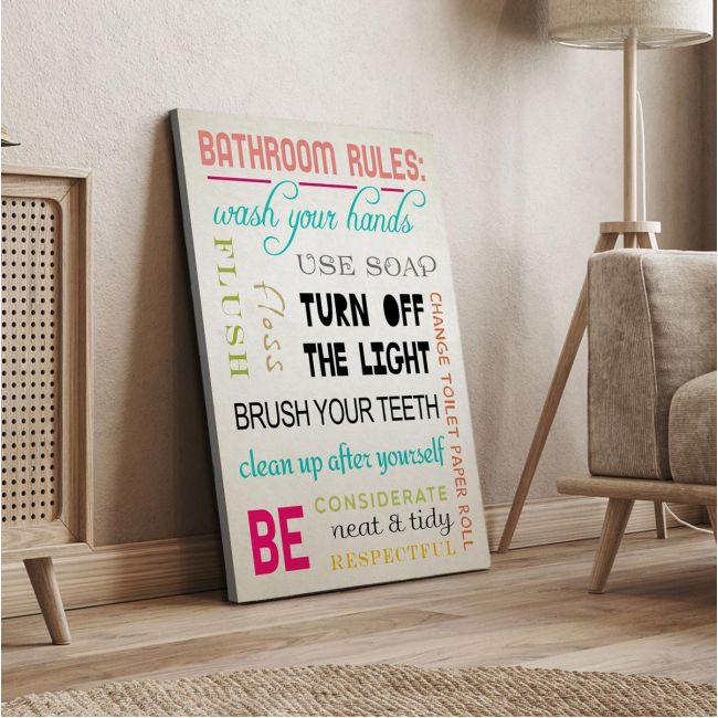 Πίνακας σε καμβά Bathroom rules