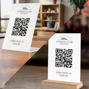 Πινακίδα QR για online check-in, λευκή, προσωποποιημένη