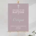 Πίνακας σε καμβά βάπτισης, BAPTISM Welcome minimal mauve