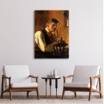 Old smoker, Iakovidis G, Canvas Print