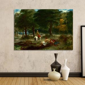 Canvas print Greek cavalry warriors resting, Eugene Delacroix
