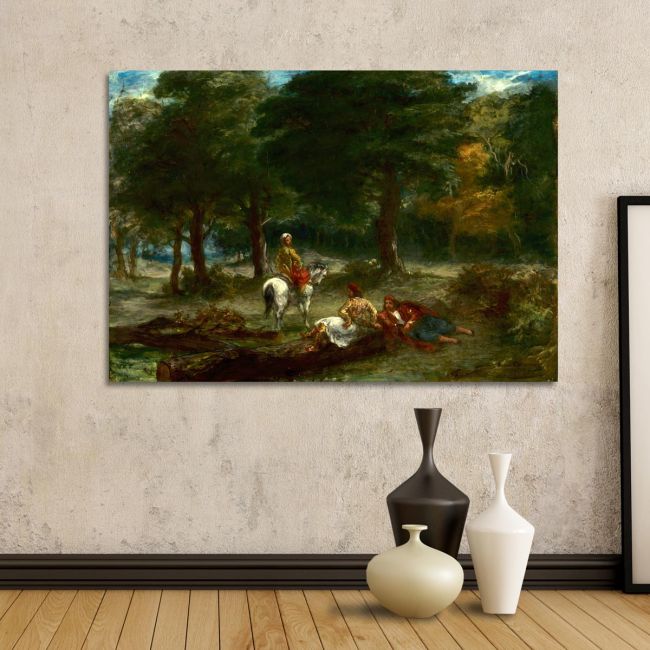 Canvas print Greek cavalry warriors resting, Eugene Delacroix